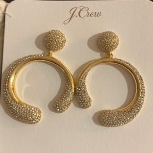 J.Crew Patrizia Pave Crystal Circle Earrings Crystal China Stone Gold Plated